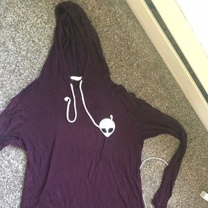 Sheer like hooded long sleeve